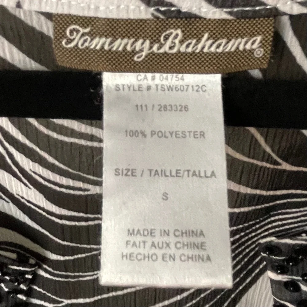 Tommy Bahama Black White Palm Leaf Sequin Cover Up Tunic TSW60712C Small
